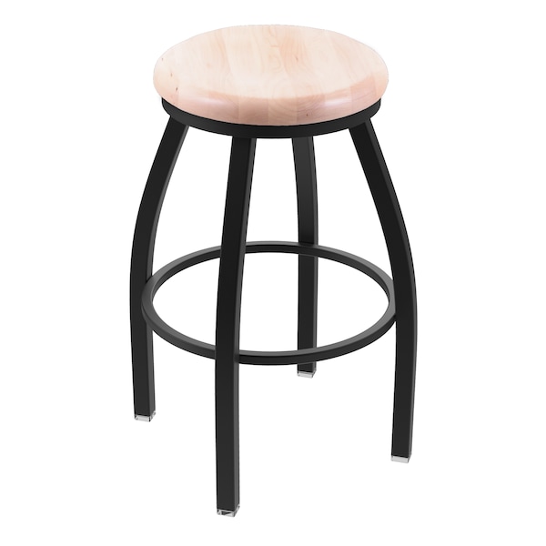 36" Swivel X-Tall Bar Stool, Black Wrinkle, Nat Maple Seat
